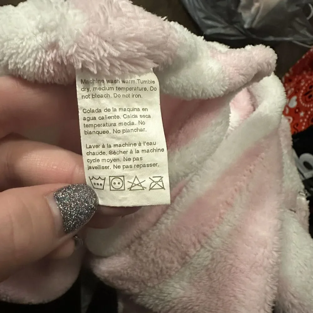 SNUGLY BABY Pink White Striped Print Fleece Monkey‎ Bow Blanket Lovey HTF